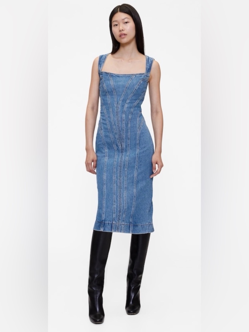 GAP Studio Blue Denim Midi Dress